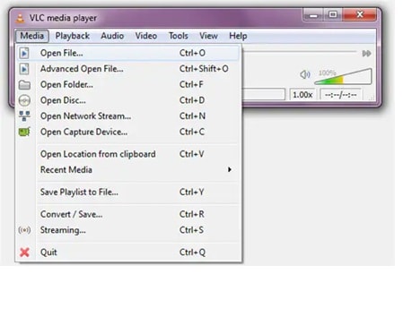 open file in vlc player