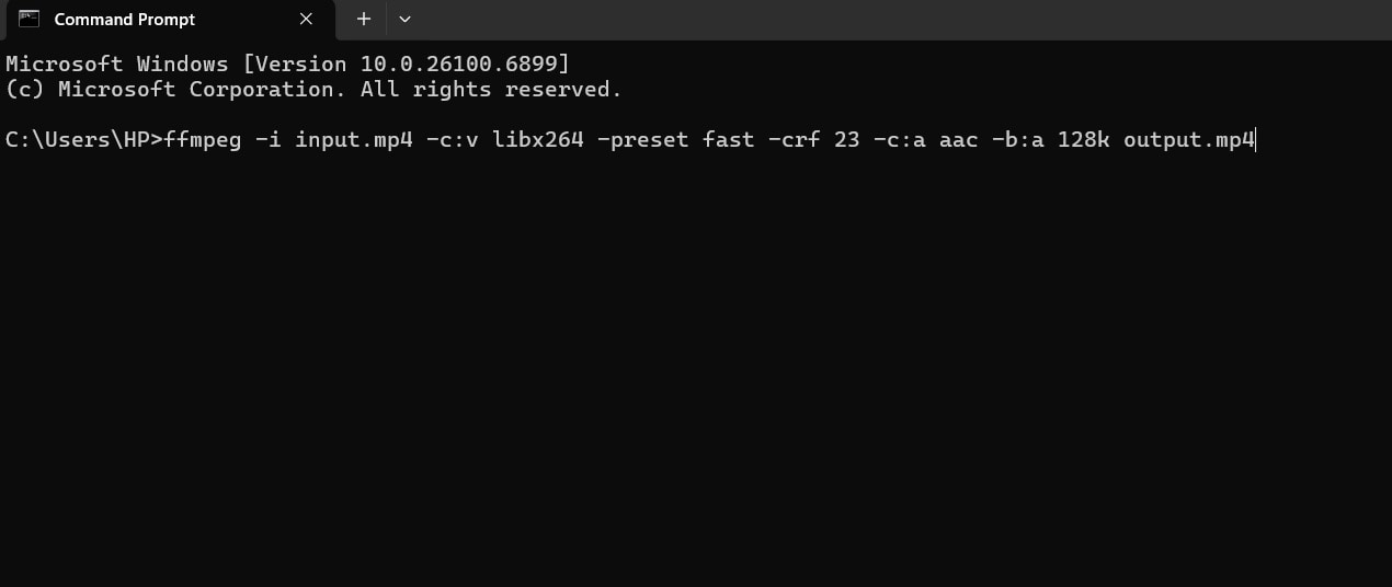 convert mp4 to h264 using ffmpeg cmd