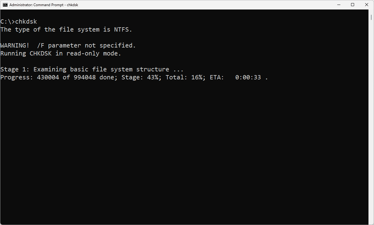 restore files using chkdsk cmd