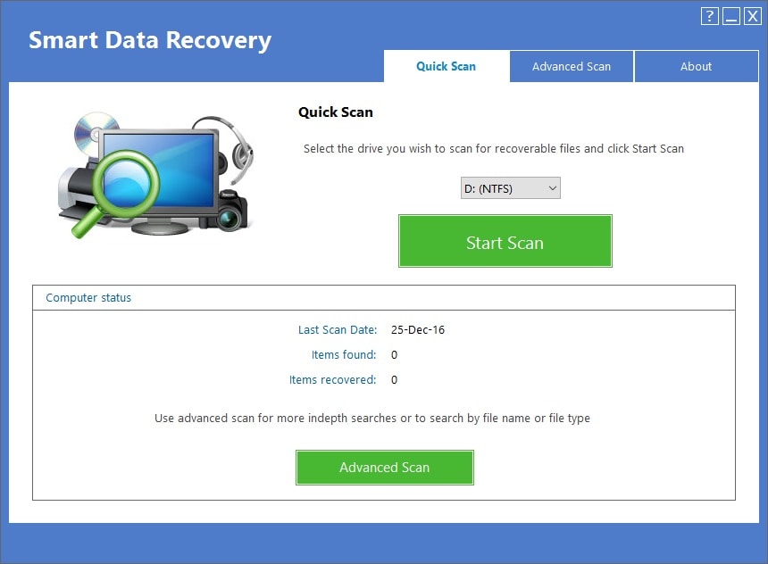 smart partition recovery start scan
