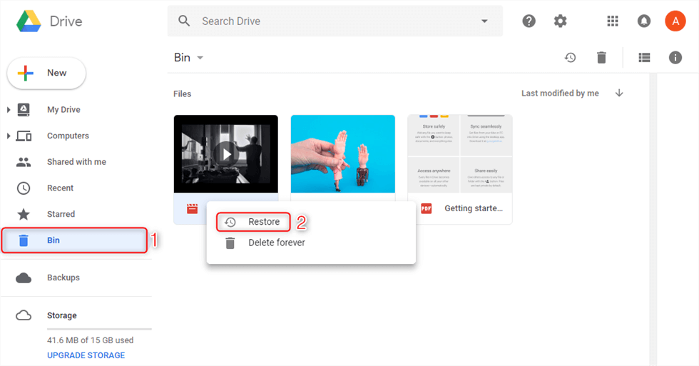 restore photos from google drive cloud