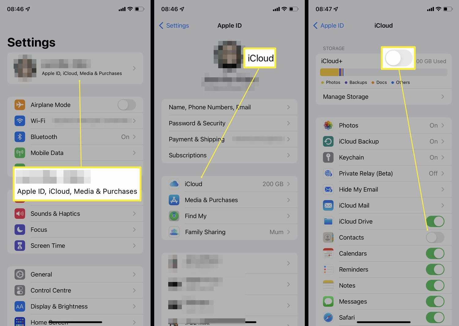 enable contacts sync iphone