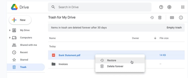 restore from version history