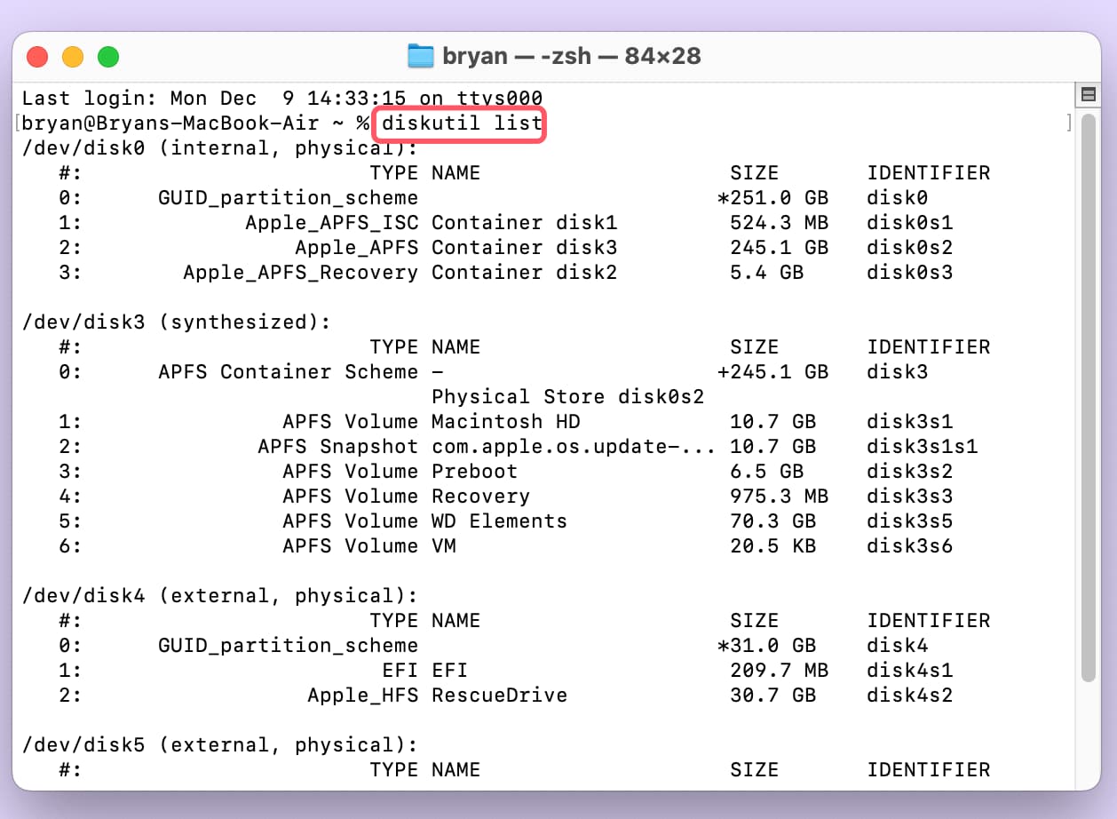 mac terminal run commands