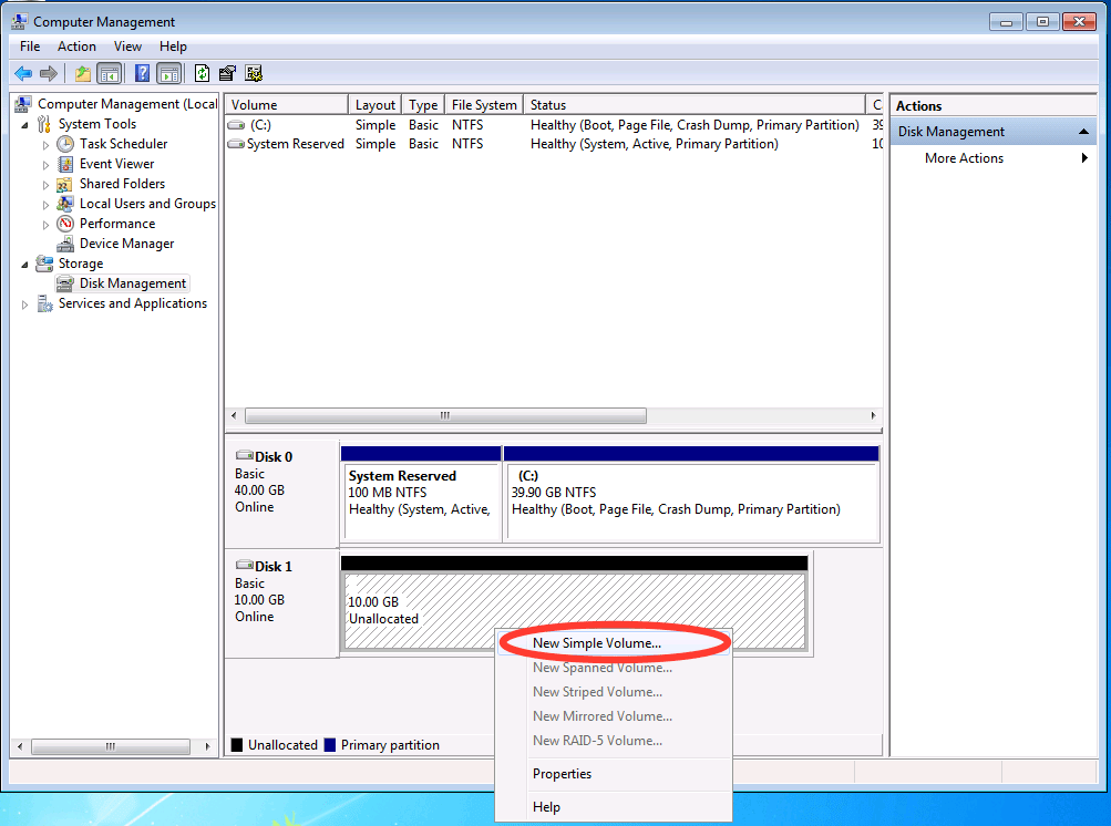 ssd new simple volume