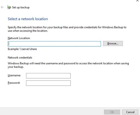 windows restore from network location