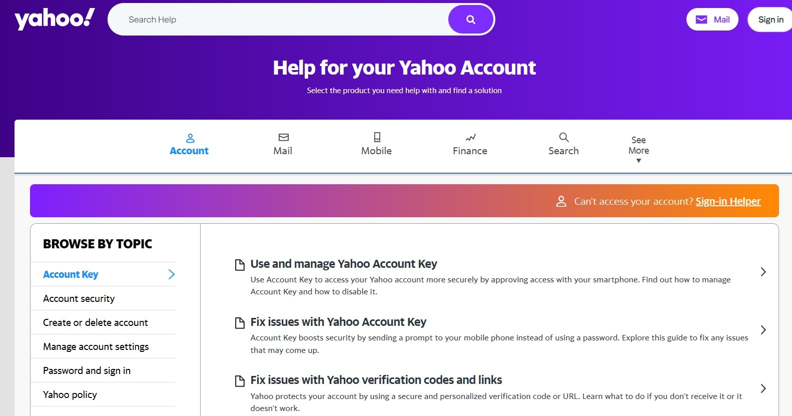 visit yahoo help center