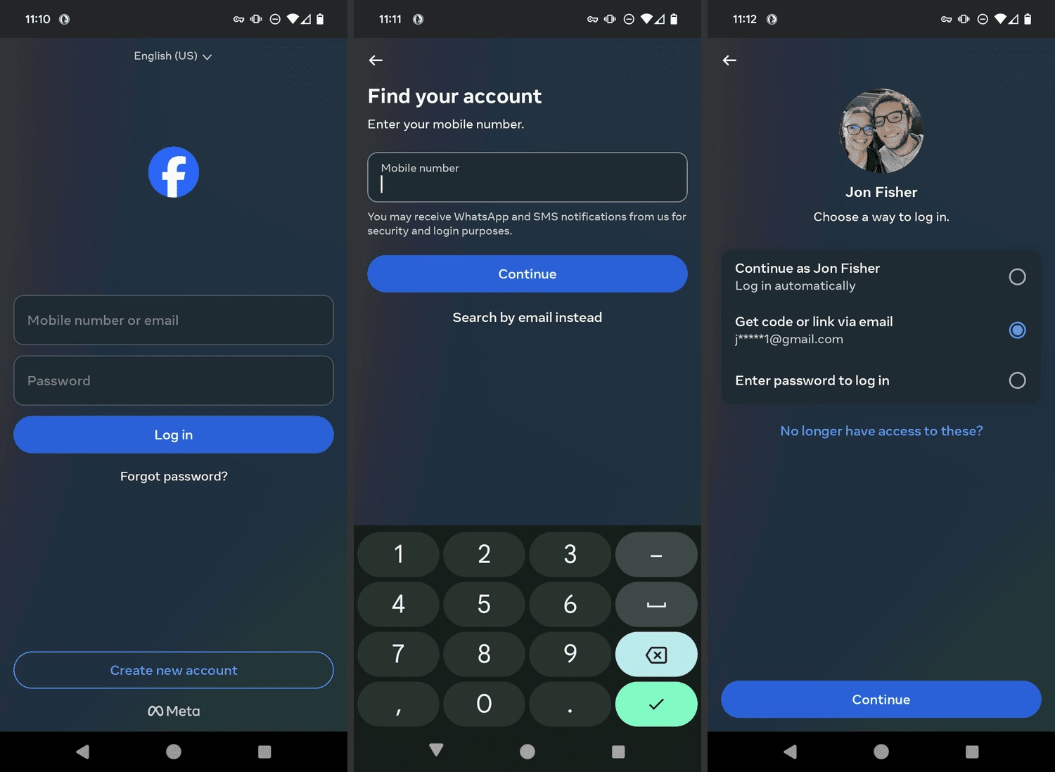 use facebook forgot password option