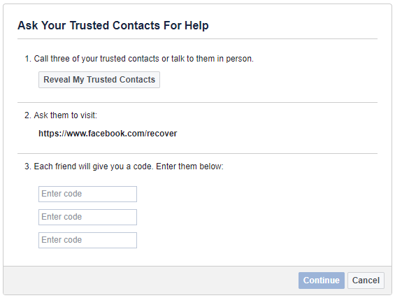 facebook trusted account recovery