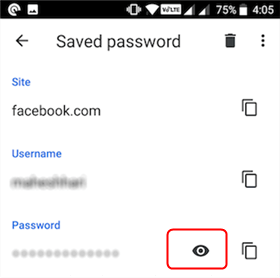 check for saved password facebook