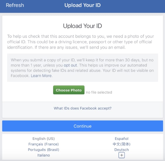 facebook identity verification