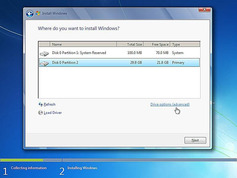 reset windows 7