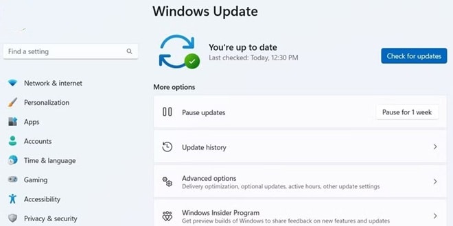 windows check for updates