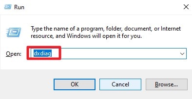 type dxdiag after pressing windows r