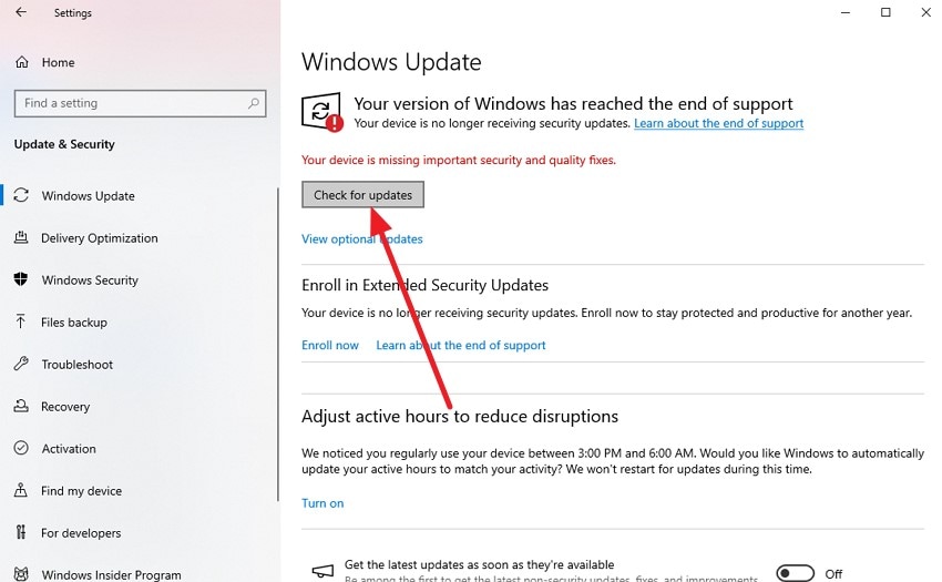 check for windows update