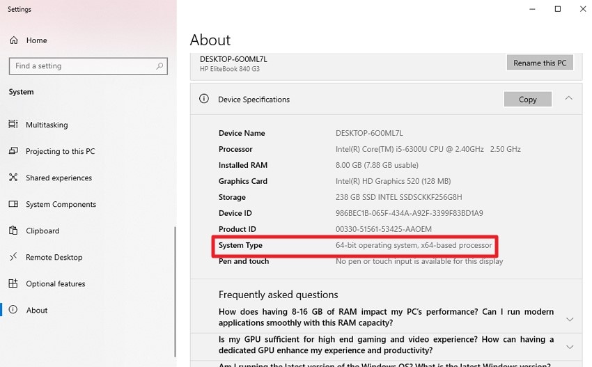 check system type of device