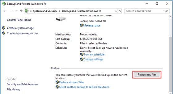 restore files using windows backup