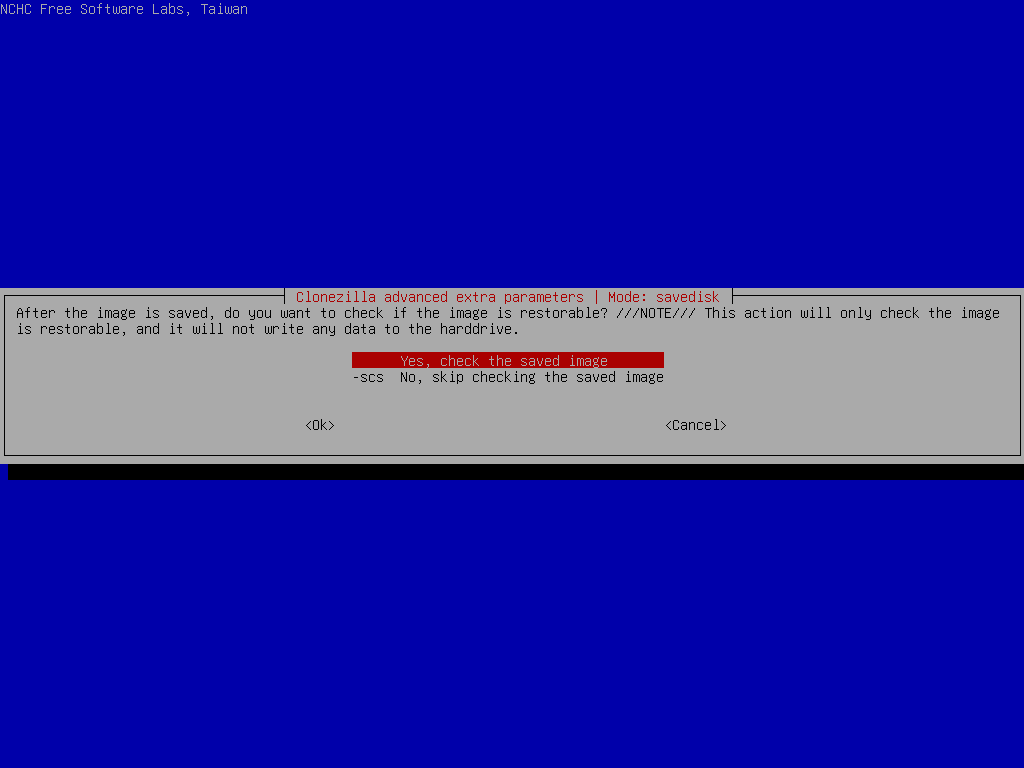 clonezilla check the saved image