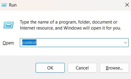 open control panel via run dialog box