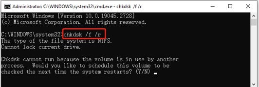 run chkdsk command