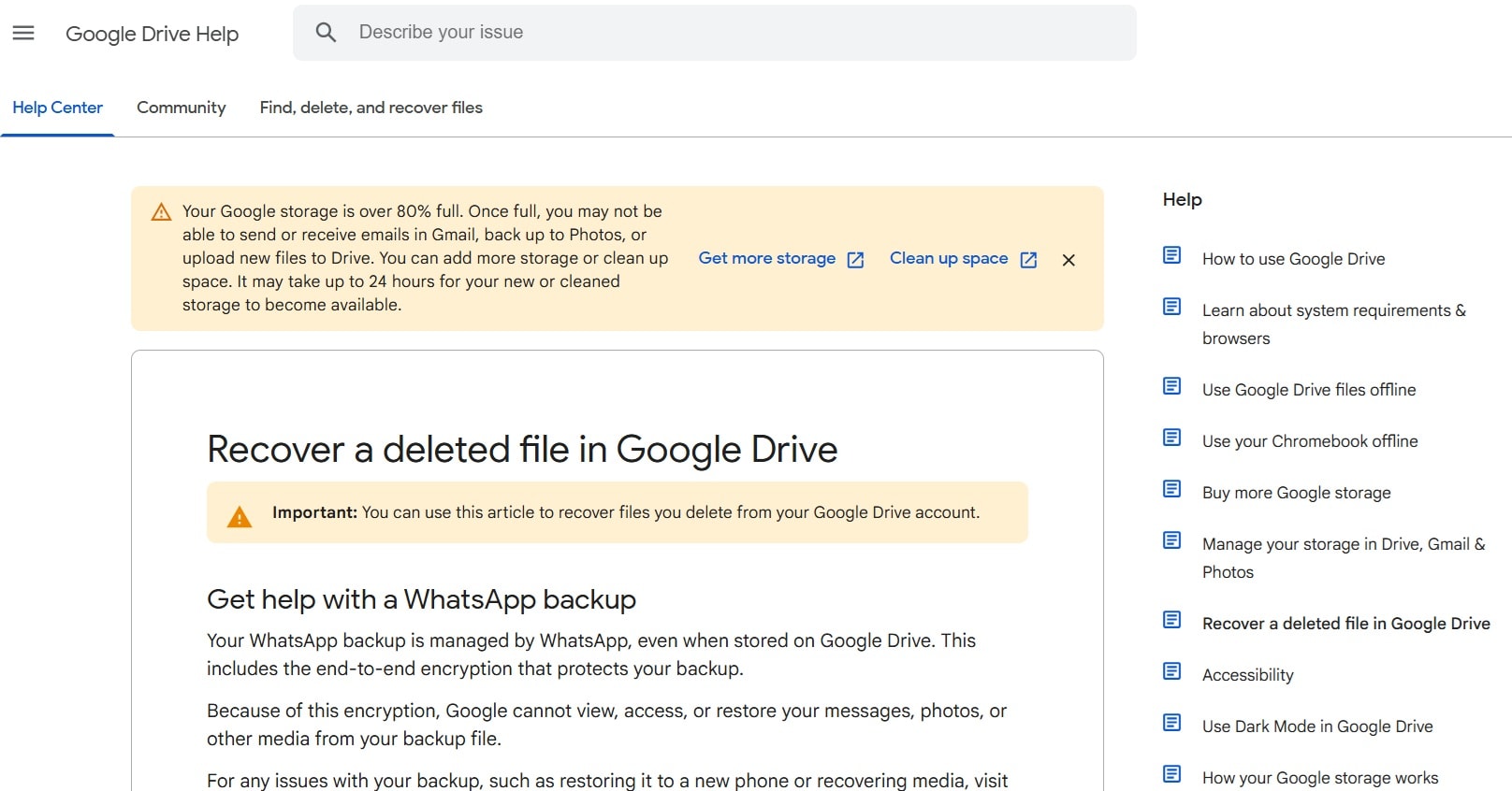 google drive help center