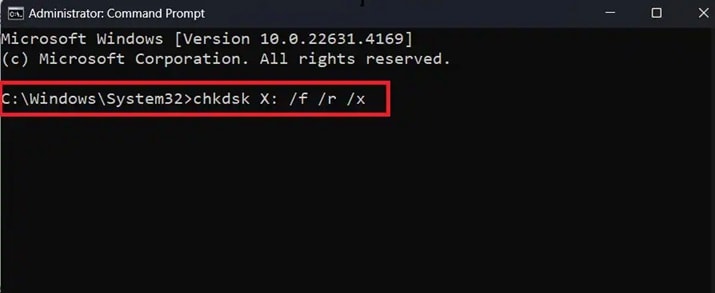 sd card run chkdsk command