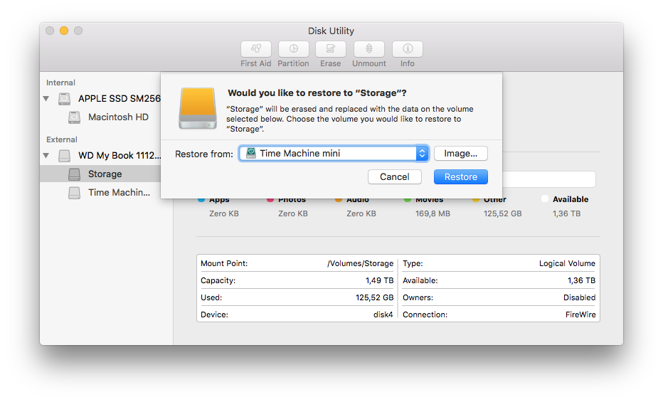 mount using disk utility