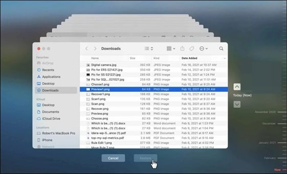 restore from time machine backup