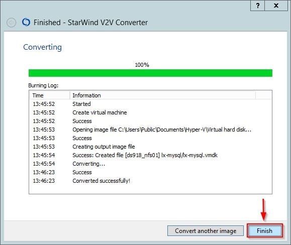 conversion using starwind v2v converter