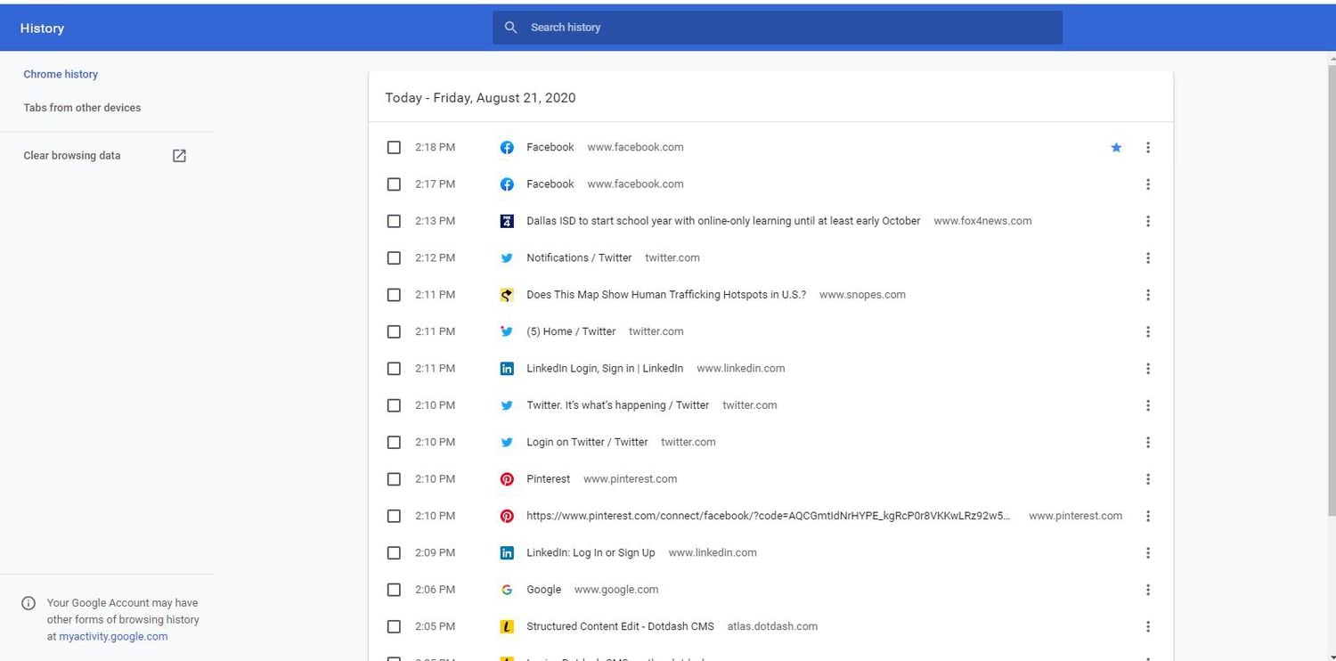 search in browser histrory