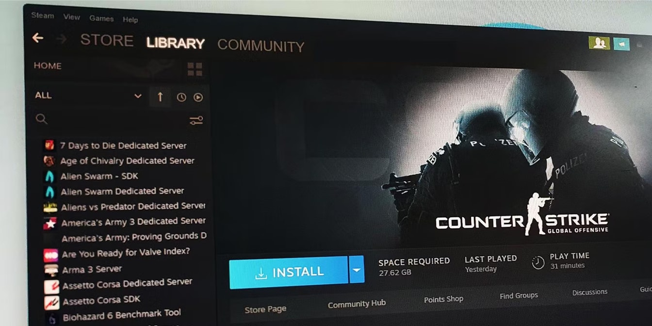 steam reinstall game from library