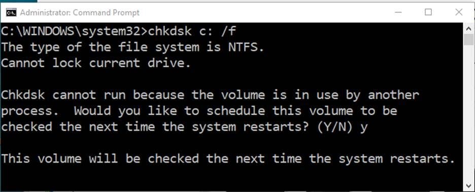 run chkdsk command