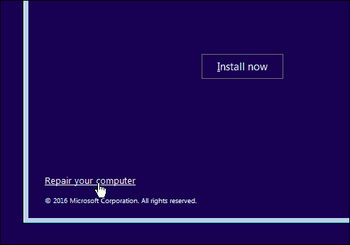 select repair your computer option
