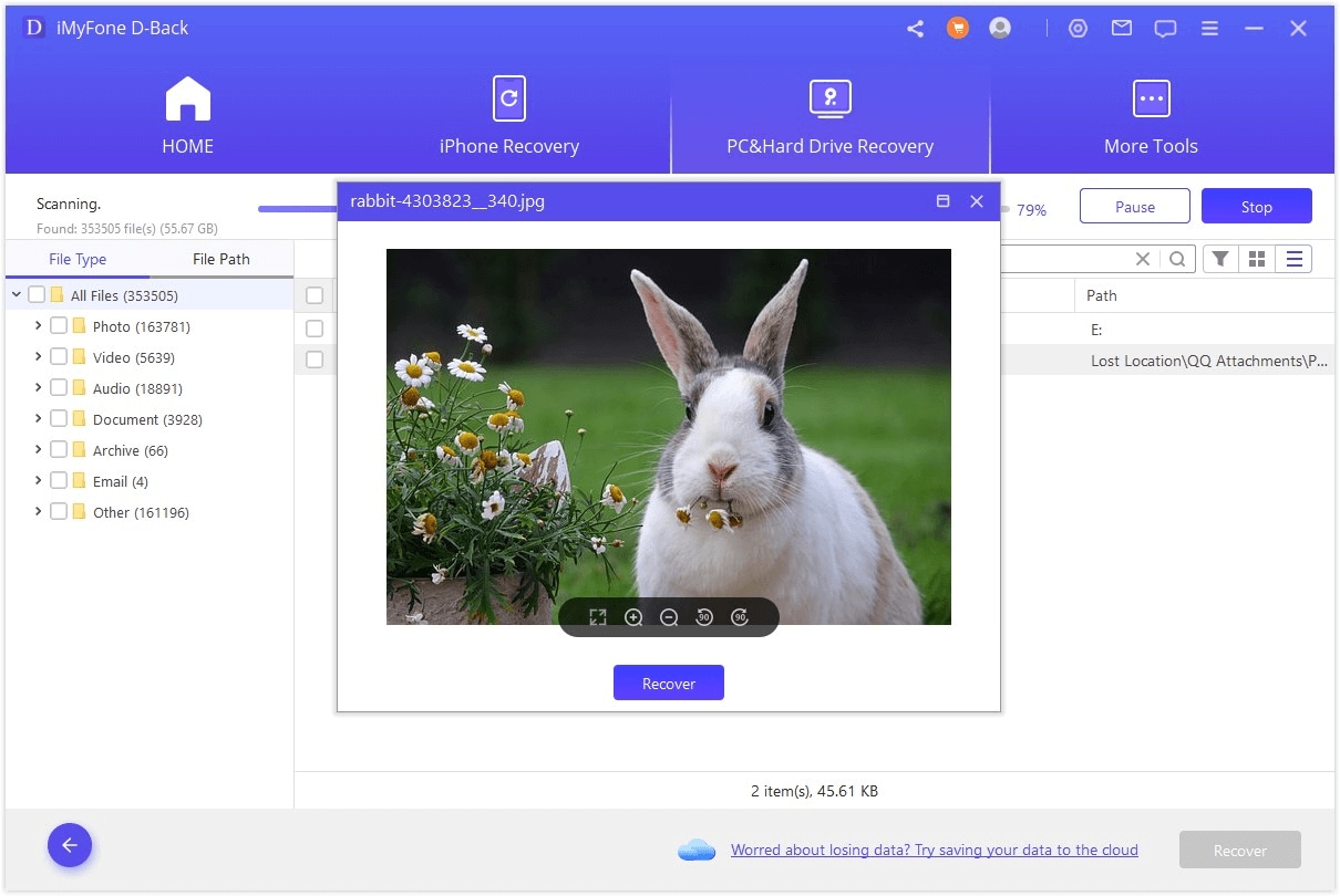 d back recover files on pc