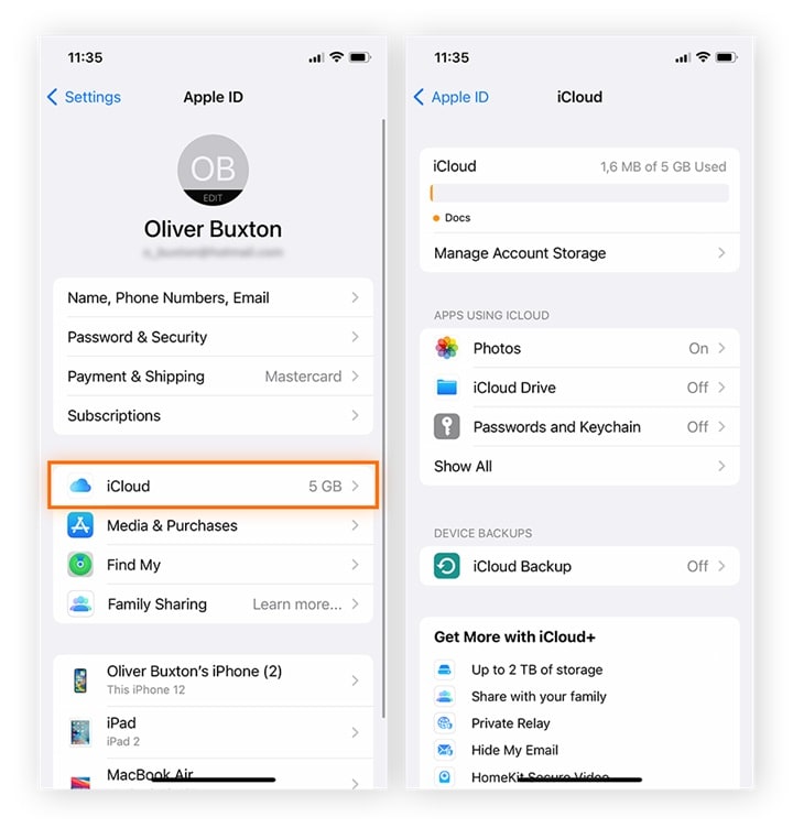 icloud backup manage storage