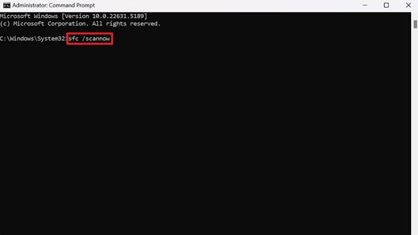 enter sfc scan now command