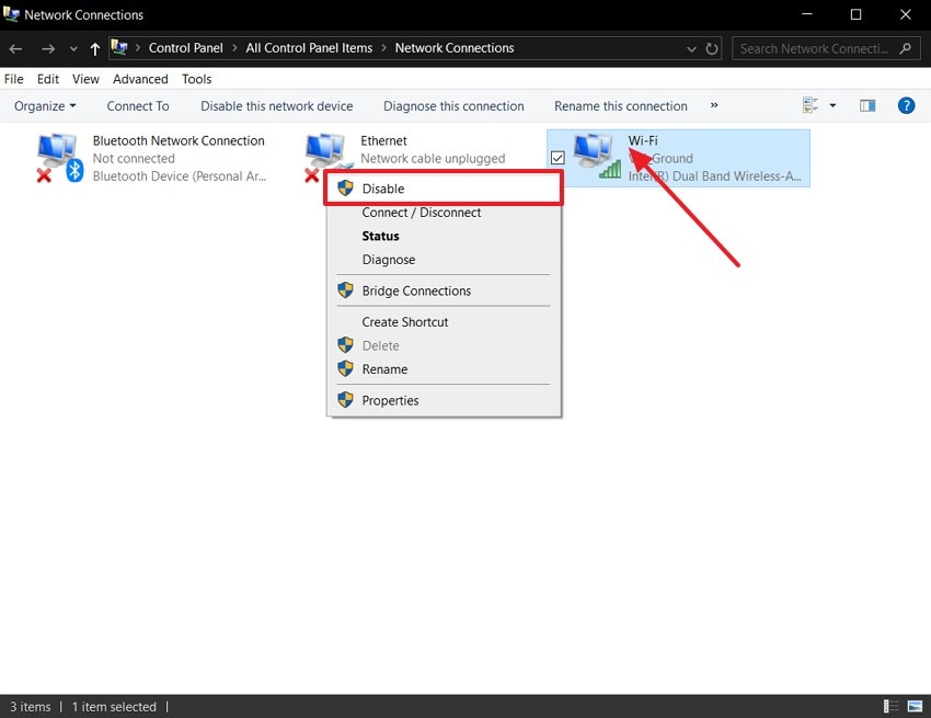disable network adapter