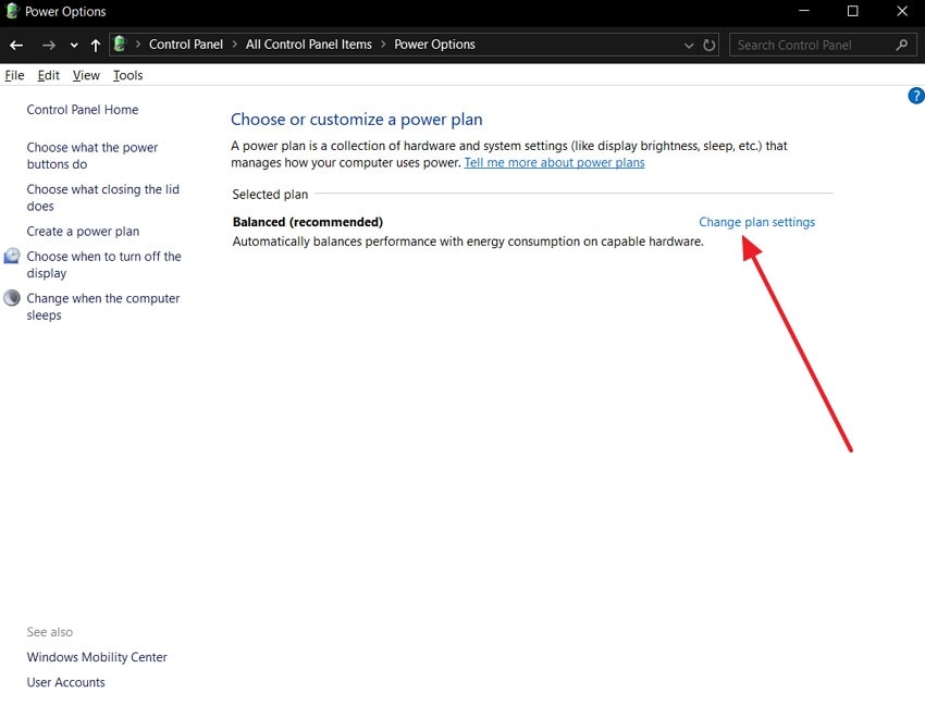 restart windows computer change power plan