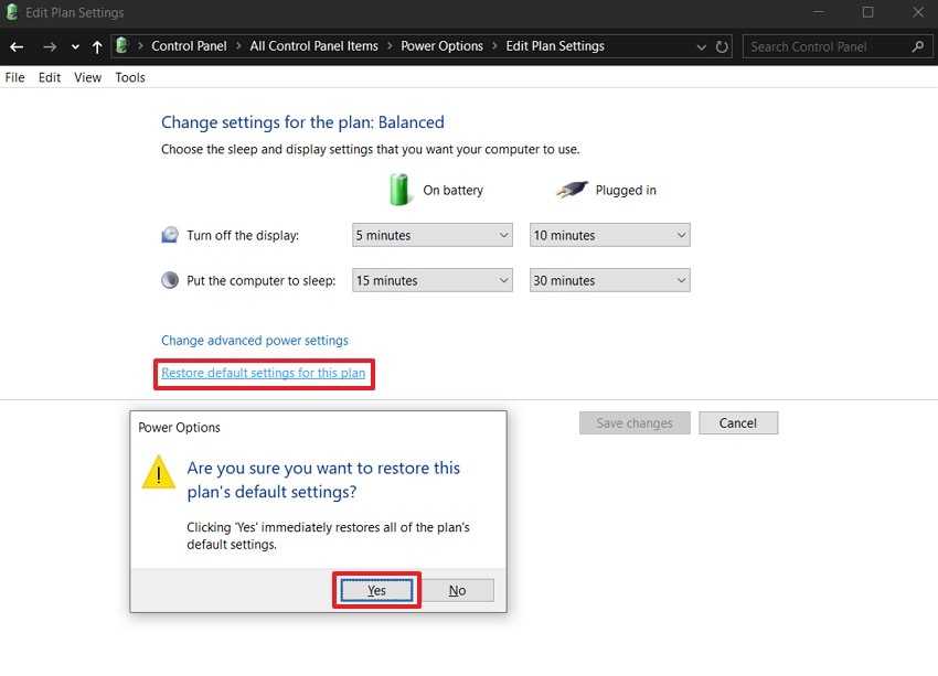 restore settings restart a laptop