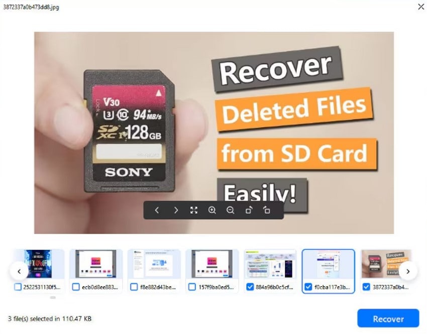 preview and save recovered files