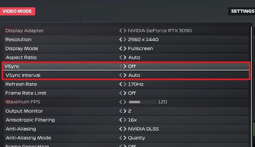 set vsync interval auto
