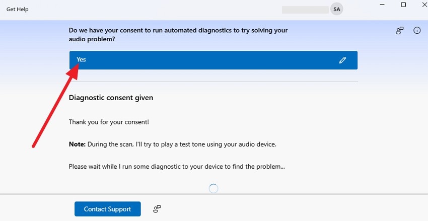 pick the yes option