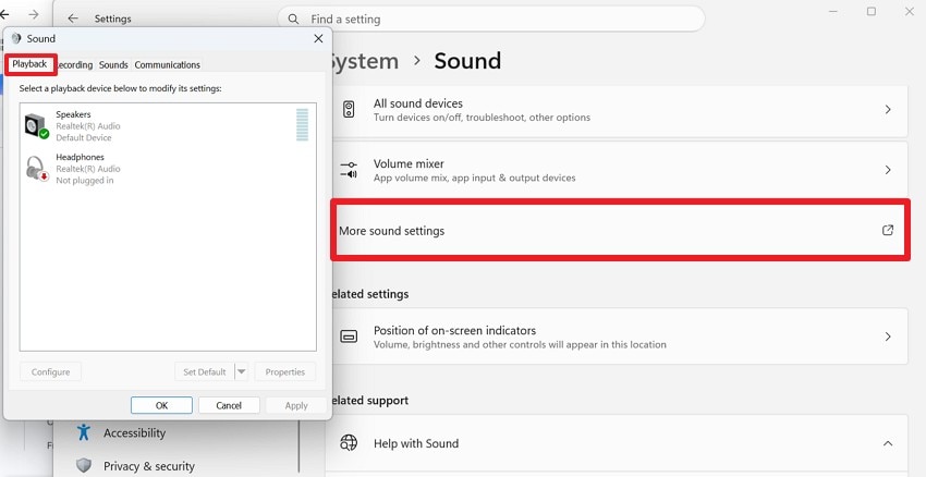 choose more sound settings