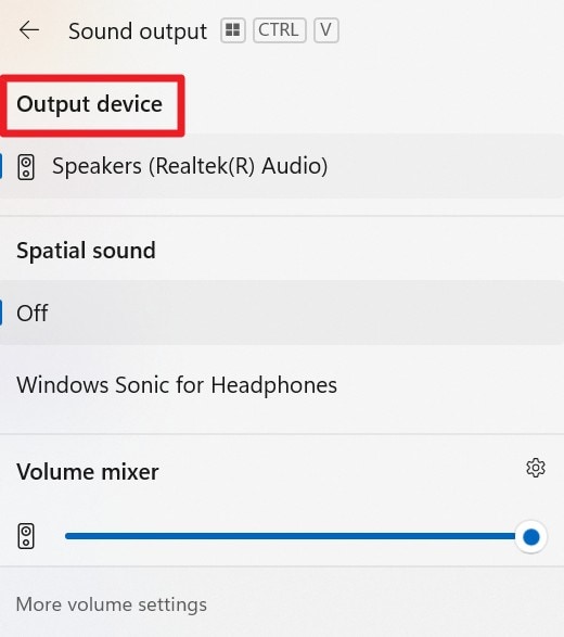 select the output device