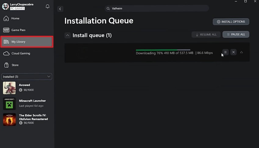 cancel stuck xbox install queue
