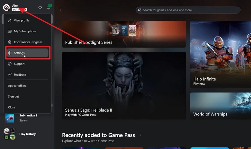 reach xbox app install settings