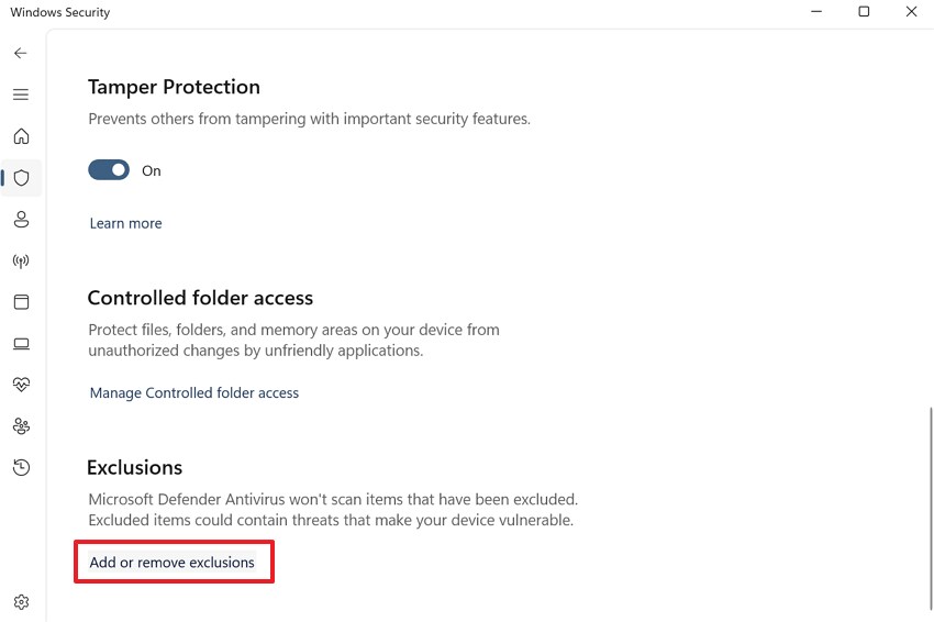 access exclusions