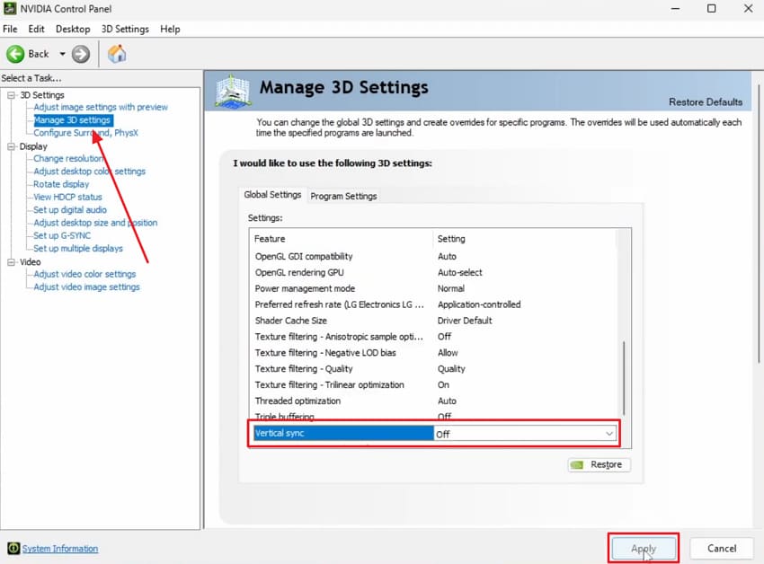 disable vsync