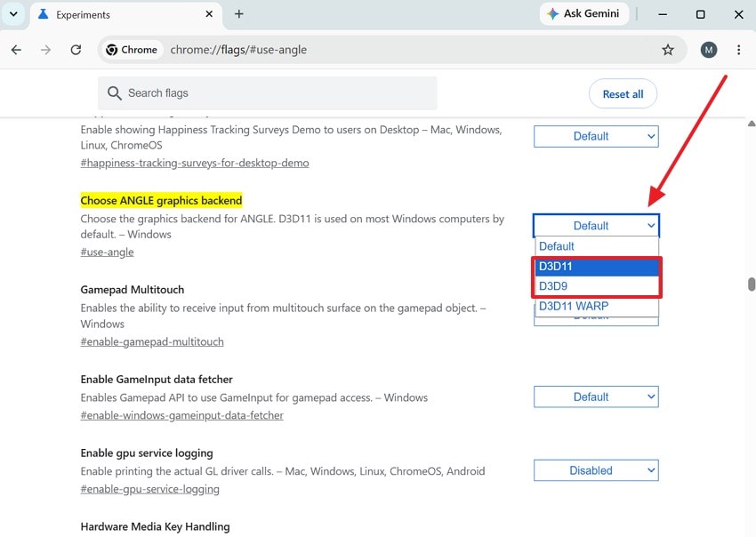 change angle graphics backend