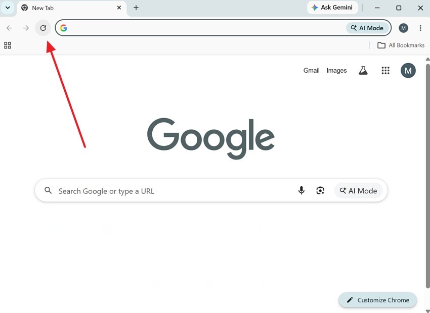 refresh chrome webpage